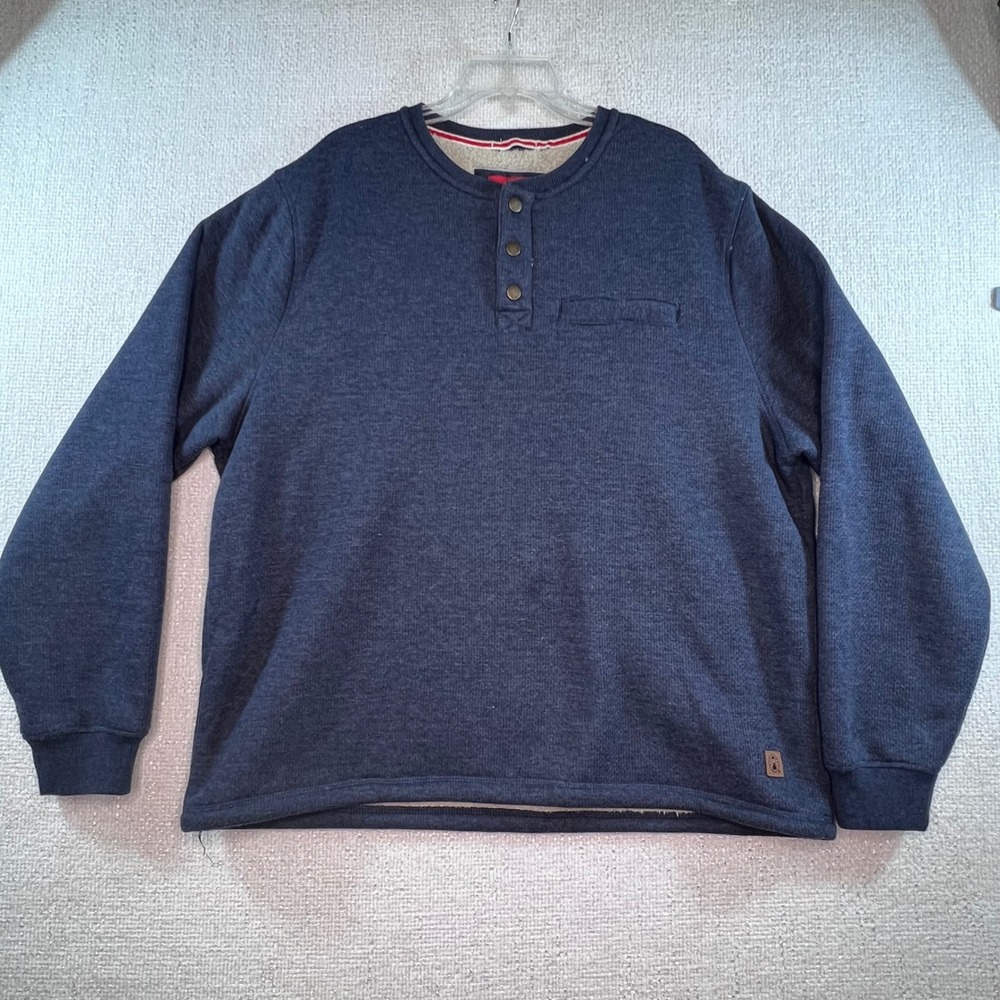 Coleman Men's XXL Blue Waffle Knit Sherpa Lined Henley Pullover Sweatshirt